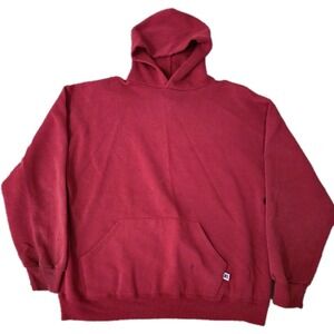 Vintage Russell Athletic Red Hoodie Size XL Essential 90s Blank